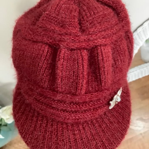 NWT Lined Cherry Red Cap - fits average - Picture 2 of 6
